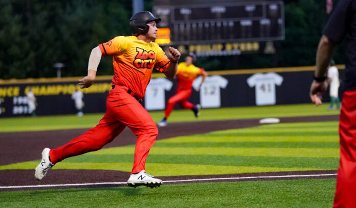 Asheboro Zookeepers run the bases on Aug. 5 at Boone Bigfoots in Smith Stadium