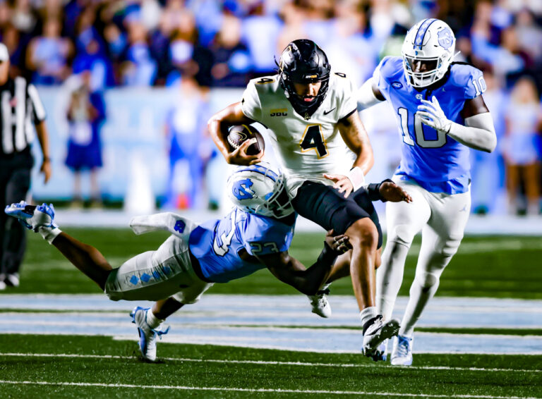 Tar Heels outlast Mountaineers — again — 40-36 in double overtime